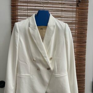 White House Black Market Double-Breasted Cream Blazer